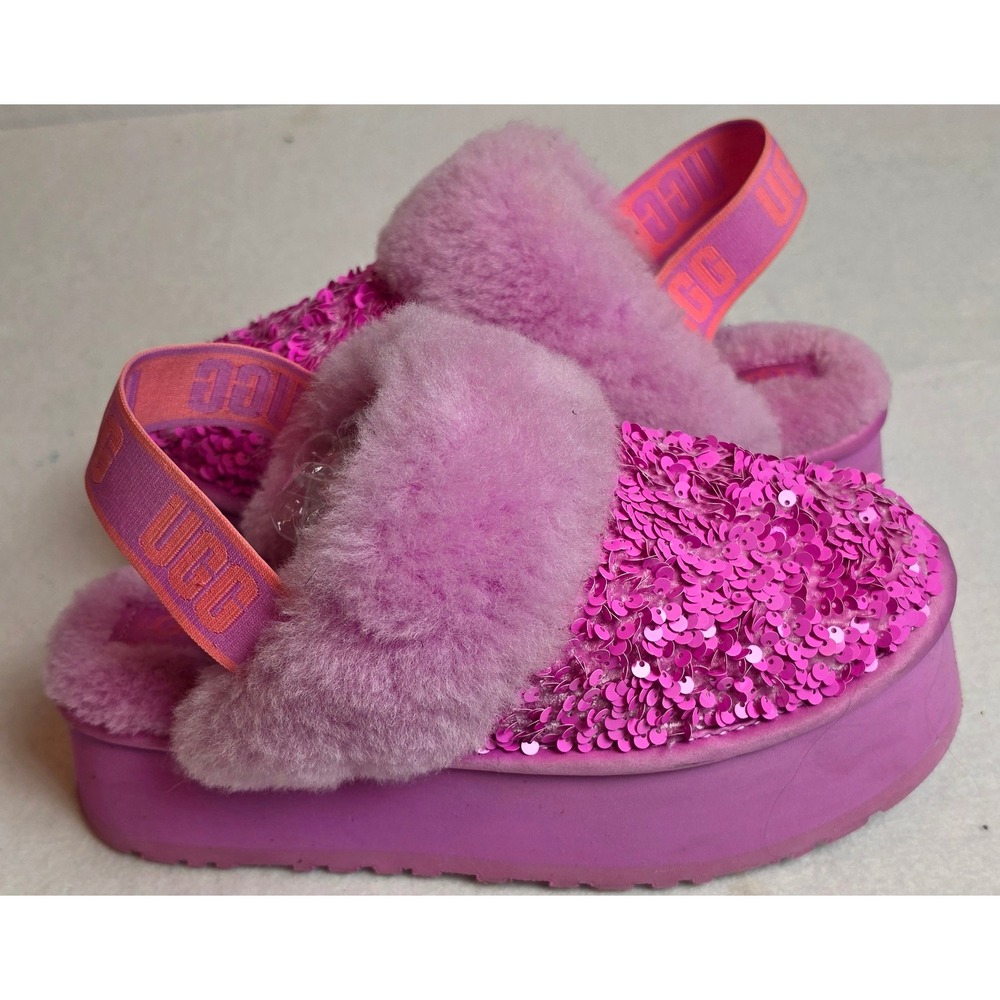 UGG Funkette Sequin Pink Platform Slippers 1134450 Limited Edition Womens 9